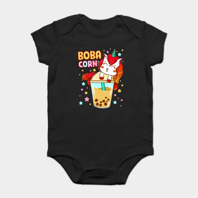 Boba Tea Bubble Tea Cute Kawaii Unicorn Gift design Baby Bodysuit by creative